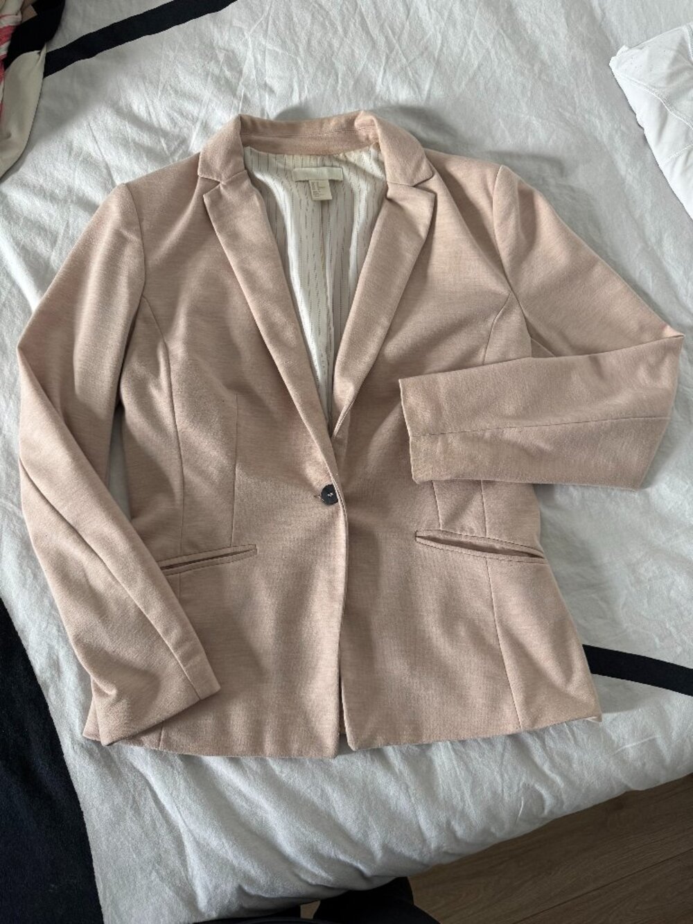 EUC H&M Blush Pink One Button Blazer Sz 12